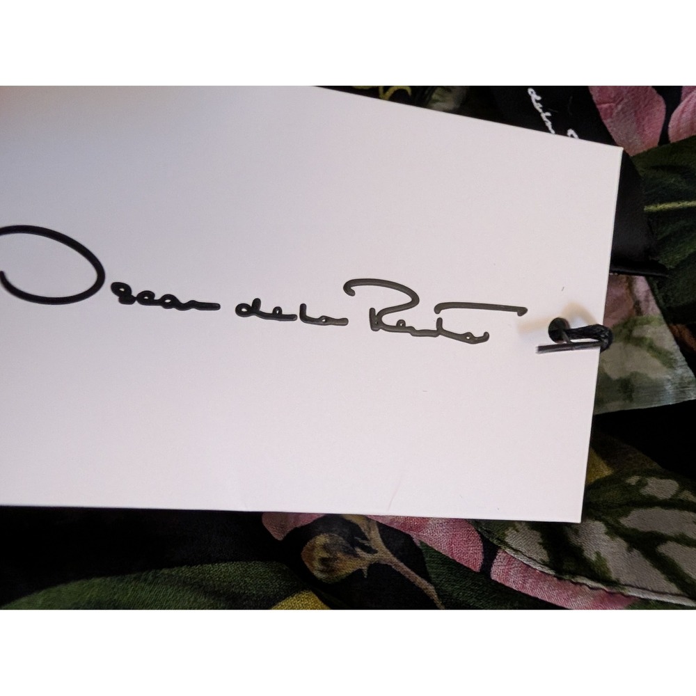 Oscar de la Renta Silk Chiffon Botanical Floral Midi Shirtdress Size 0 NEW liner - Picture 12 of 16